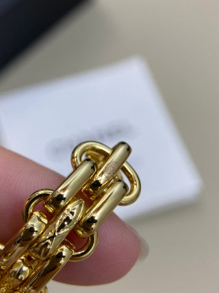CHANEL Fiorella Golden Chain Link Stud Earrings