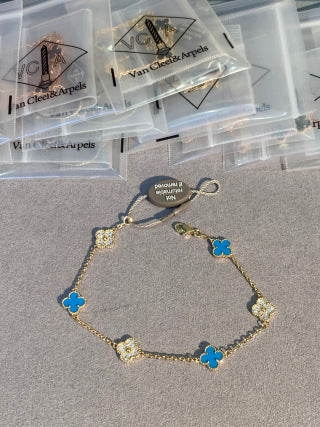 Van Cleef & Arpels Mini 6-Motif Bracelet with Turquoise and Diamonds
