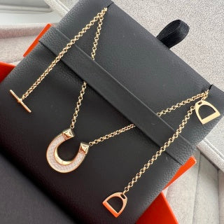 Hermès Mini Pop H Horseshoe Enamel Pendant Necklace
