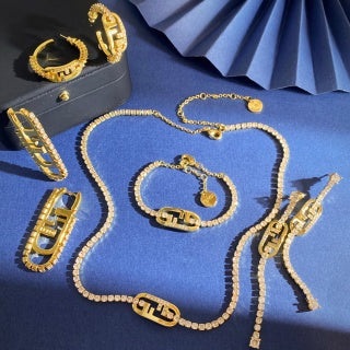 Fendi Lumiera FF Pavé Drop Earrings