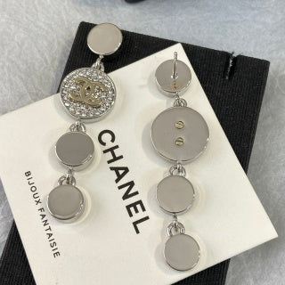 CHANEL Valerina Silver Medallion Drop Earrings
