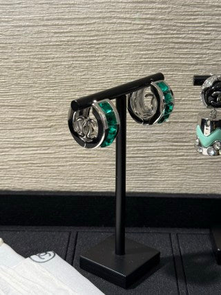 Chanel emerald and square-cut diamond earrings