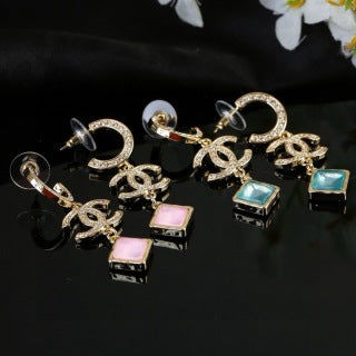 CHANEL Mirevia Color Gem Charm Earrings