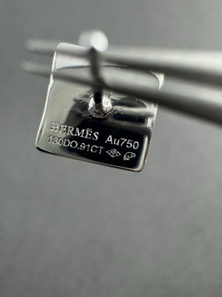 Hermès Emerald Enamel Square Stud Earrings
