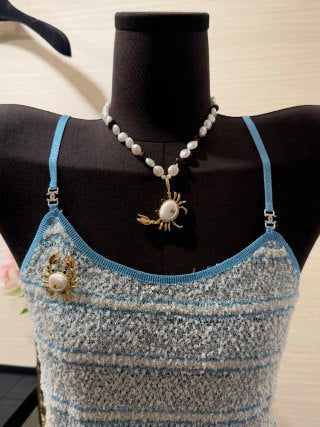 CHANEL Soleil Pearl Charm Necklace