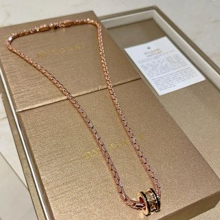 Bvlgari Rose Gold Black Accent Chain Necklace – Elegant Luxury Jewelry