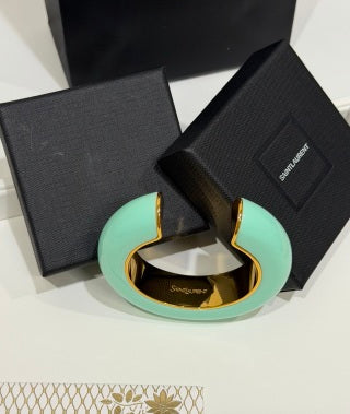 YSL Lumière Turquoise Resin Cuff Bracelet