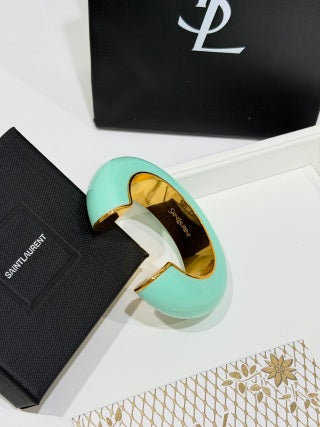 YSL Lumière Turquoise Resin Cuff Bracelet