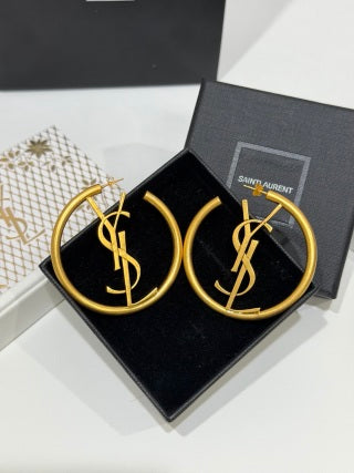 YSL Cassandre Circle Logo Hoop Earrings
