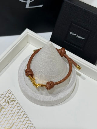 YSL Cassandre Leather Wrap Bracelet